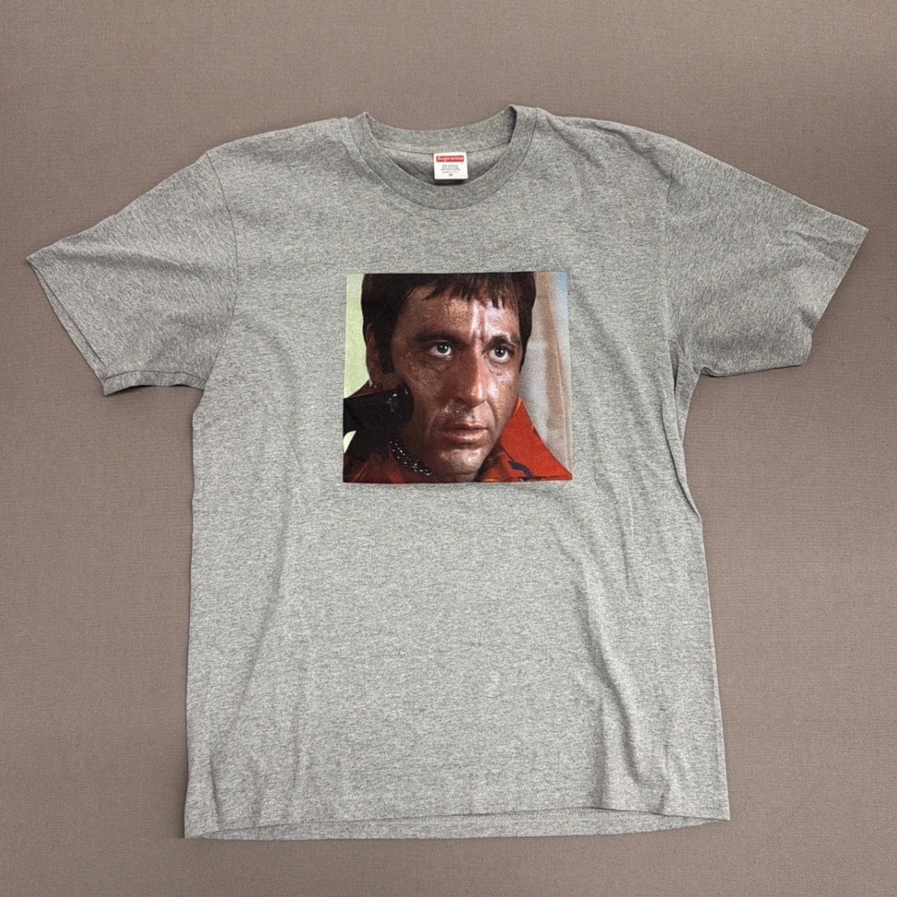 Supreme Scarface Shower Tee Heather Grey FW17 Tony Montana Movie Graphic Shirt M